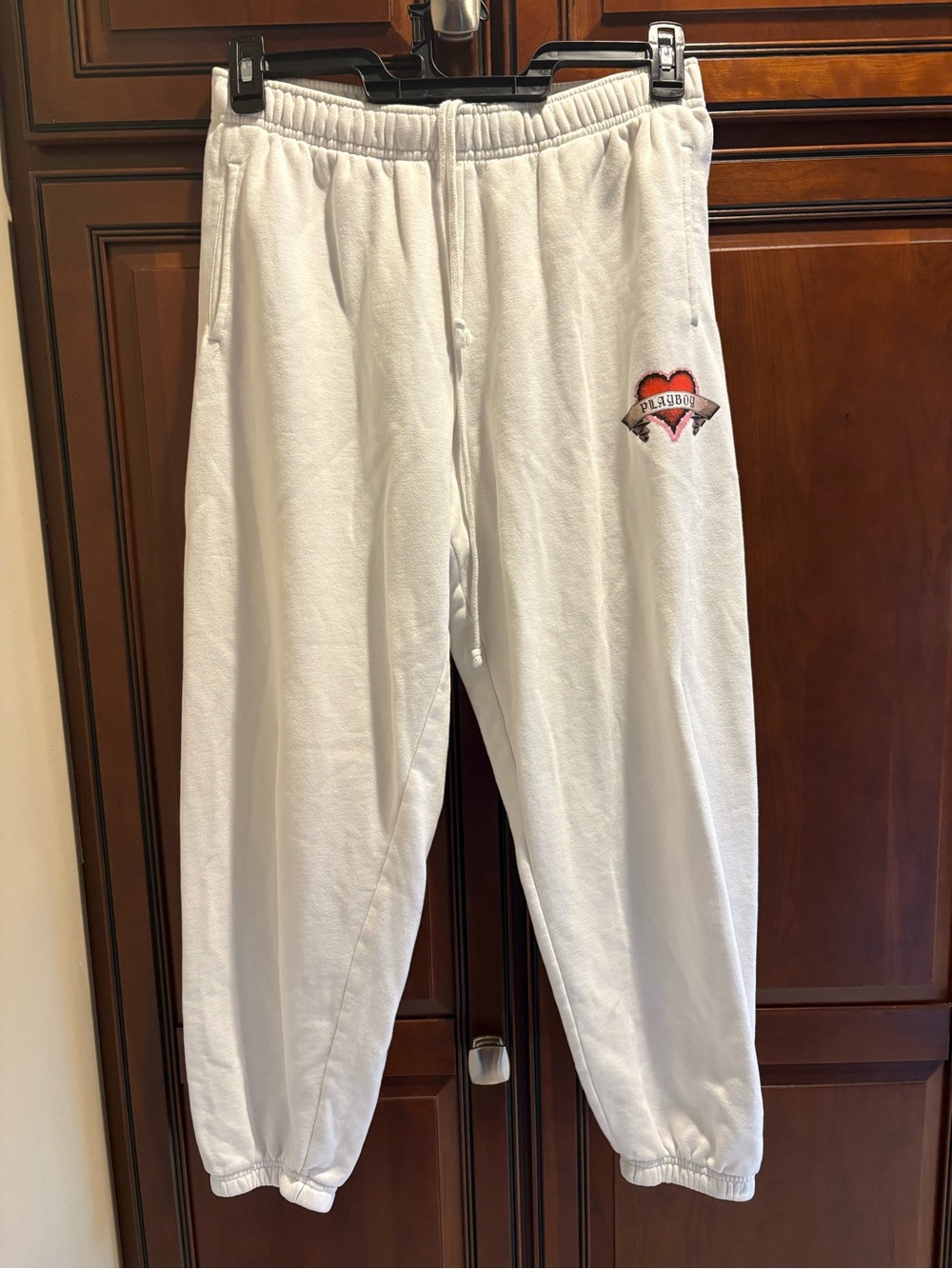 PacSun Playboy White Drawstring Joggers - M